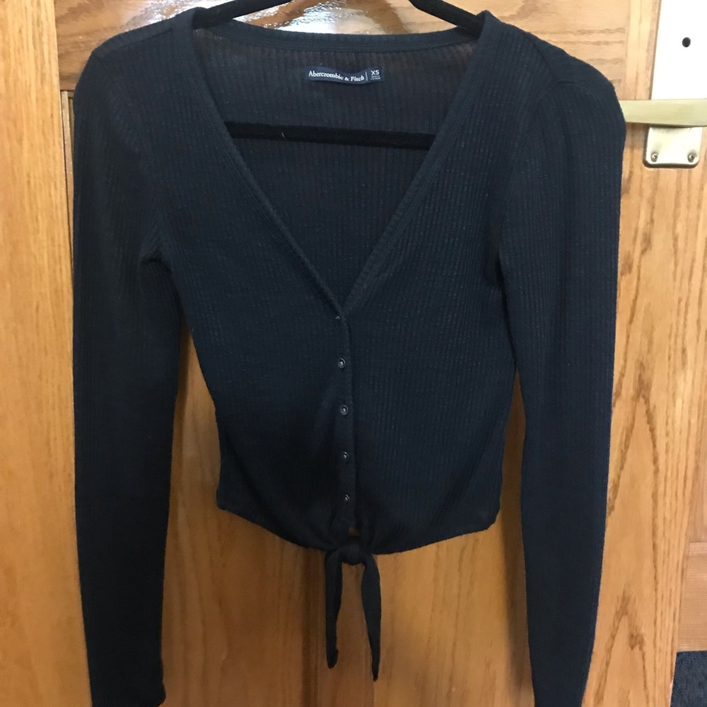 A&F super soft black tie long sleeve. Brand new!